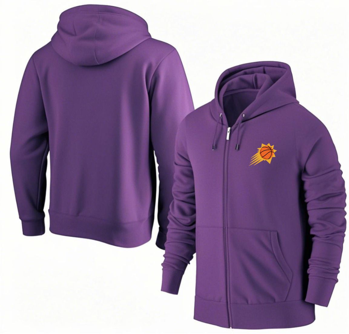 Men Phoenix Suns Purple Zipper hoodie 2025 NBA Jersey style 1